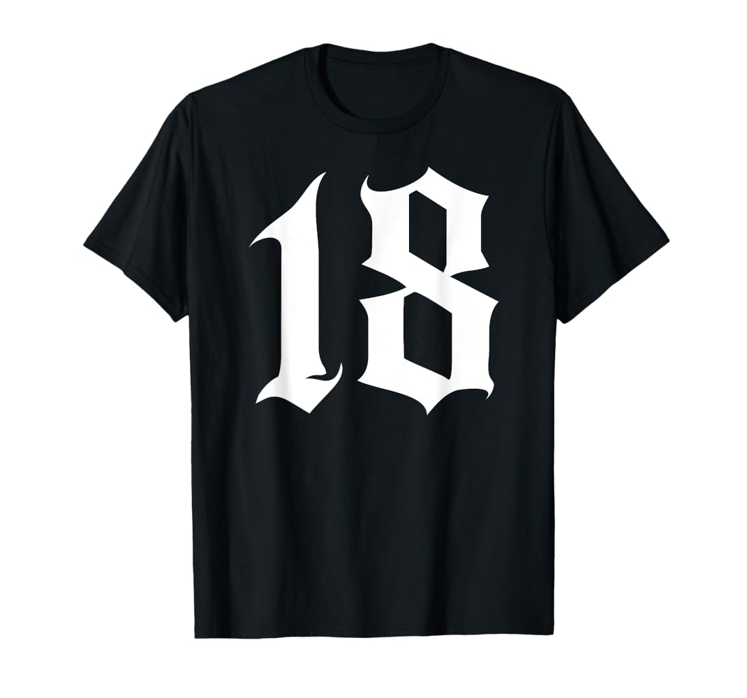 Amazon.com: Old English Number 18 or Eighteen T-Shirt